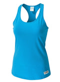 Prep Step Softball Apparel blue cotton blend racerback tank top with "Own Every Step" graphic on back.